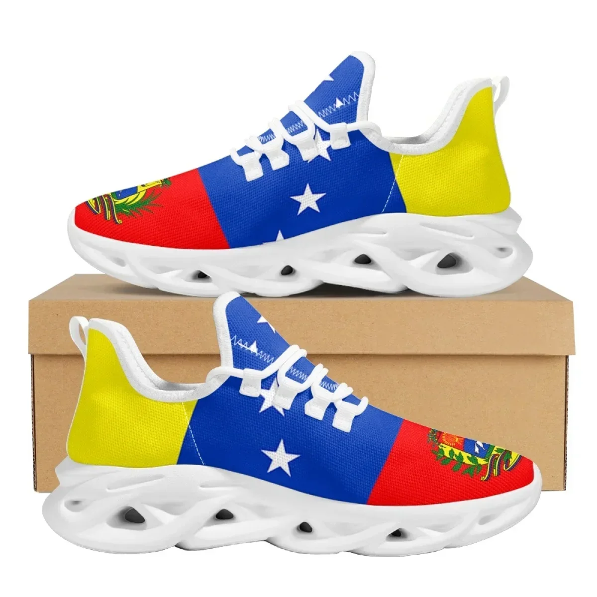 Women Shoes Tennis - รองเท้าผ้าใบลายธงชาติเวเนซุเอลาสำหรับสตรี ผู้ชาย 2023 รองเท้าวิ่งลำลอง ระบายอากาศได้ดี รองเท้าเดินแบบตาข่าย