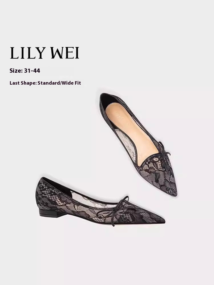 Platform Mule Heel - รองเท้าส้นสูงกริชแบนฤดูใบไม้ผลิและฤดูร้อนใหม่ชี้นิ้วเท้าตื้นลูกไม้ตาข่ายจัดเลี้ยงขนาดใหญ่ขนาดเล็กรุ่นกว้างผู้หญิงรองเท้าแตะ