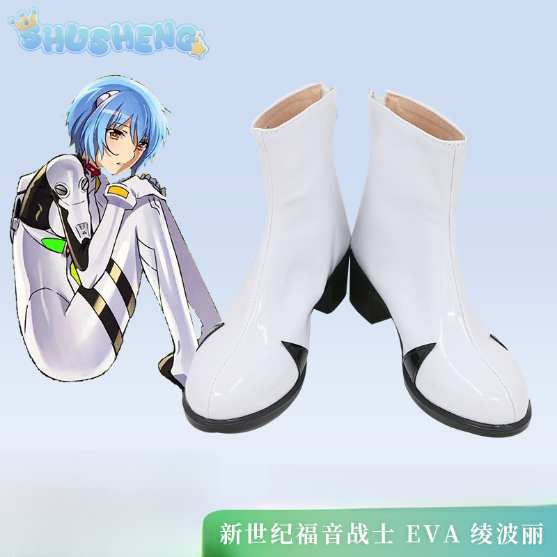 Women'S Shoes Rei - Ayanami Rei คอสเพลย์อะนิเมะ EVA รองเท้าหนังคุณภาพสูงรองเท้าส้นสูงรองเท้าสั้นสําหรับผู้ชายผู้หญิง party