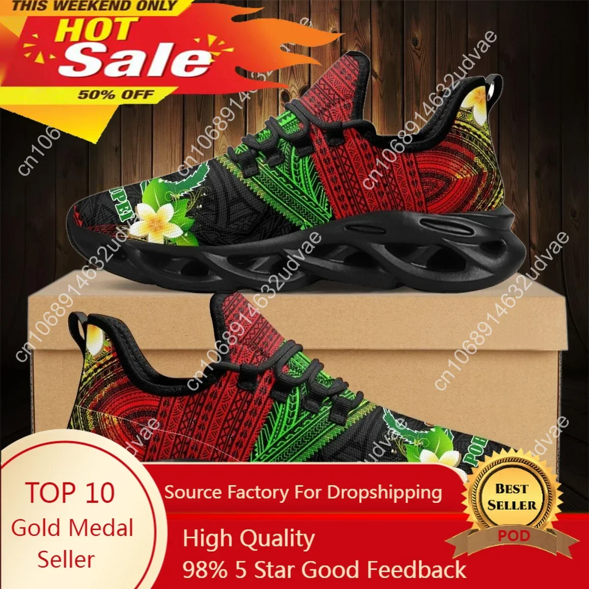 Women Shoes Tennis - รองเท้าผ้าตาข่ายลายดอกลีลาวดีโพลินีเซียน โปห์นเป สำหรับผู้หญิง ระบายอากาศได้ดี เหมาะสำหรับวิ่ง ออกกำลังกาย