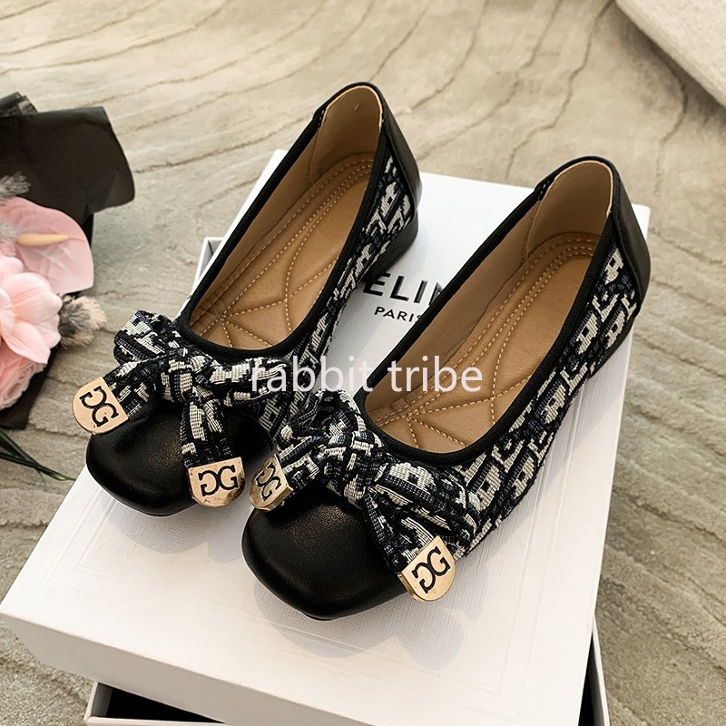 Women'S Shoes To Men'S Size - รองเท้าส้นเตี้ยแบบสวมสบายสไตล์ฝรั่งเศสสำหรับผู้หญิง ดีไซน์เซ็กซี่ หัวเหลี่ยม แต่งลายปัก เหมาะกับกระโปรง ส้นเตี้ยเล็กน้อย