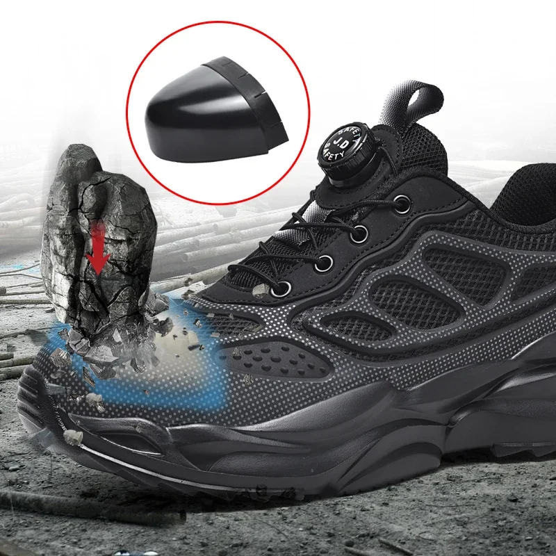 Women Shoes Jd - รองเท้าทำงานสีขาว น้ำหนักเบา สวมใส่สบาย รองเท้าเซฟตี้สำหรับผู้ชายและผู้หญิง รองเท้าทำงานหัวเหล็ก ป้องกันการเจาะทะลุ