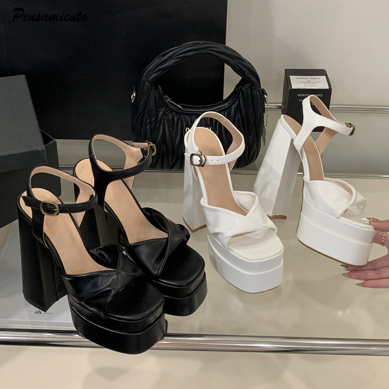Gladiator Sandal Women - สไตล์ดาวแฟชั่นคู่แพลตฟอร์มWedgesผู้หญิงGladiatorรองเท้าแตะฤดูร้อน 15 ซม.รองเท้าส้นสูงChunky Party Dressรองเท้ารองเท้าแตะ