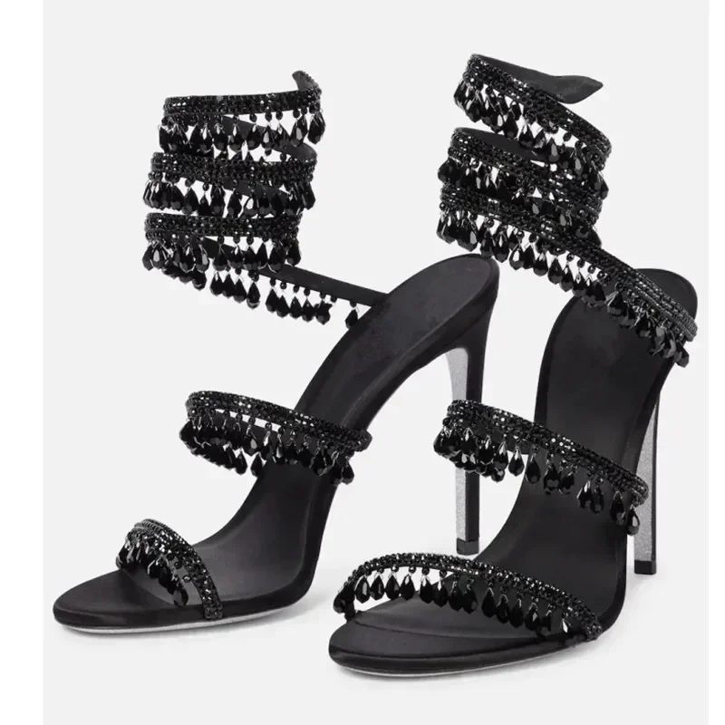 Gladiator Sandal Women - รองเท้าแตะผู้หญิงแบบใหม่ประดับเพชรน้ำ รุ่นปี 2026 แฟชั่นพู่ห้อยประดับคริสตัล รองเท้าเซ็กซี่สำหรับงานเลี้ยง งานปาร์ตี้
