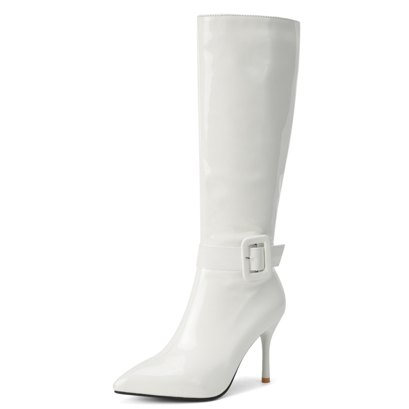 สีดําสีขาวเข่ารองเท้าบูทสูงสํา - Women Shoes Size 7 บทวิจารณ์และราคา