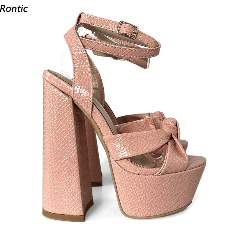 Rontic Hot Handmade ผู้หญิงแพล - Block Heel Ankle Boots บทวิจารณ์และราคา