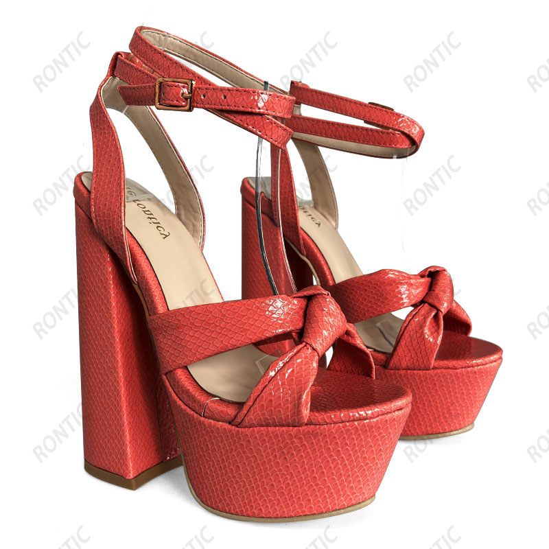 Rontic Hot Handmade ผู้หญิงแพล - Block Heel Ankle Boots บทวิจารณ์และราคา