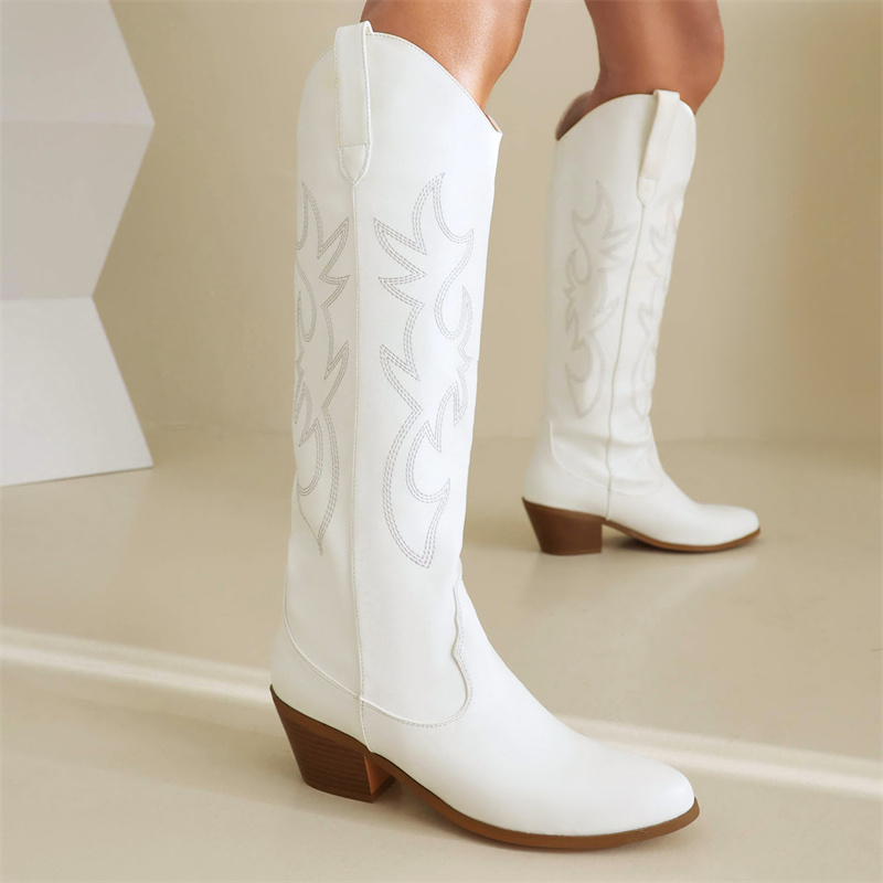 ผู้หญิงสีขาวเข่ารองเท้าบูทสูง  - Women Shoes Size 7 บทวิจารณ์และราคา