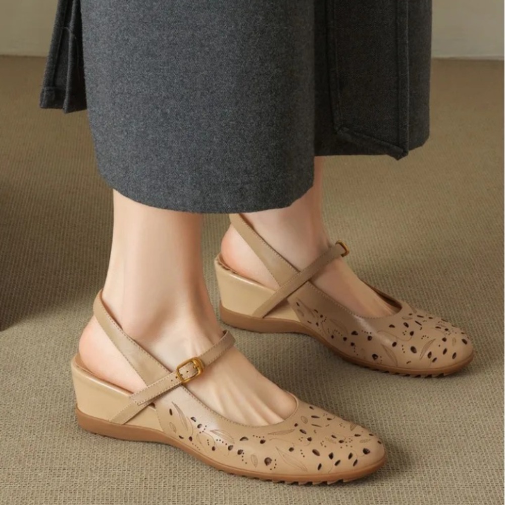 รองเท้าส้นเตารีดแบบสวมลำลองรุ่ - Cork Wedge Sandal บทวิจารณ์และราคา