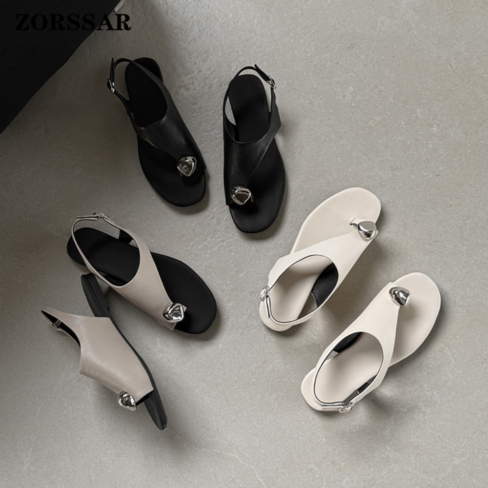 รองเท้าแตะหนังแท้แบบสวมสำหรับผ - Thong Flat Sandal บทวิจารณ์และราคา