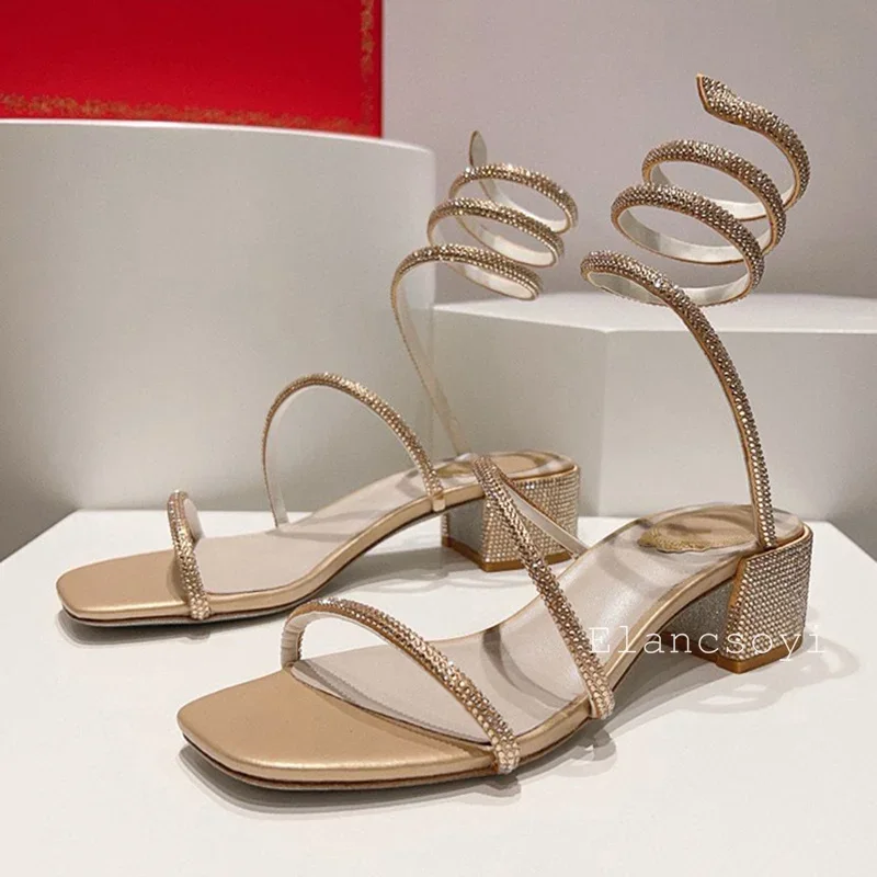 รองเท้าส้นสูงหัวเหลี่ยมแบบหนาป - Gladiator Sandal Women บทวิจารณ์และราคา