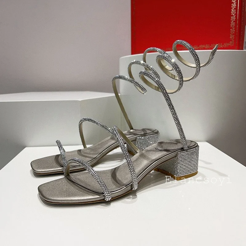 รองเท้าส้นสูงหัวเหลี่ยมแบบหนาป - Gladiator Sandal Women บทวิจารณ์และราคา