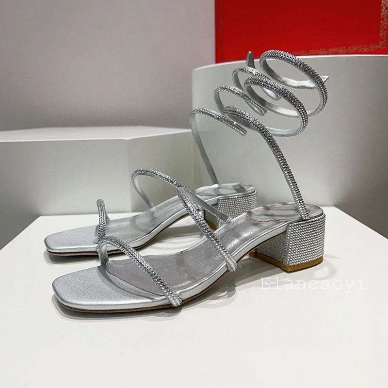 รองเท้าส้นสูงหัวเหลี่ยมแบบหนาป - Gladiator Sandal Women บทวิจารณ์และราคา