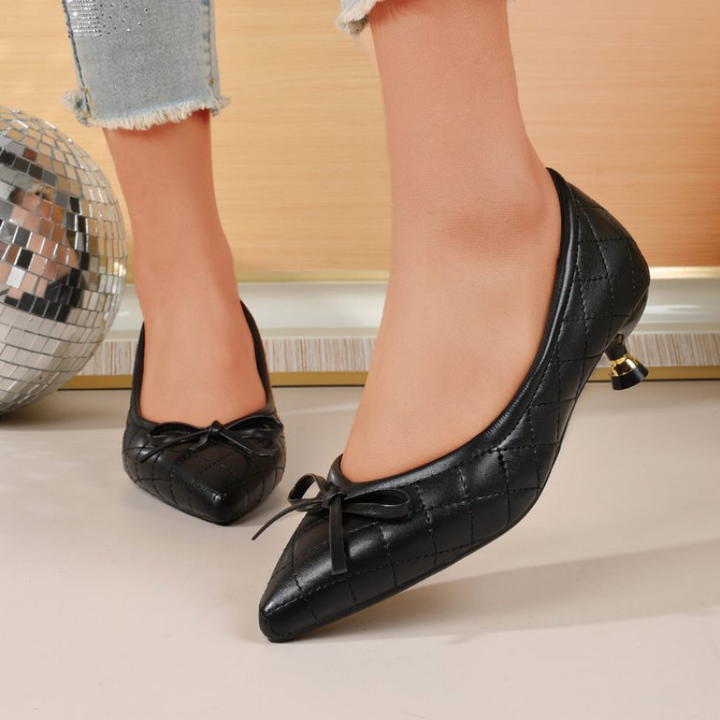 รองเท้าส้นเตี้ยหัวแหลมประดับโบ - Women'S Shoes Plus Size บทวิจารณ์และราคา