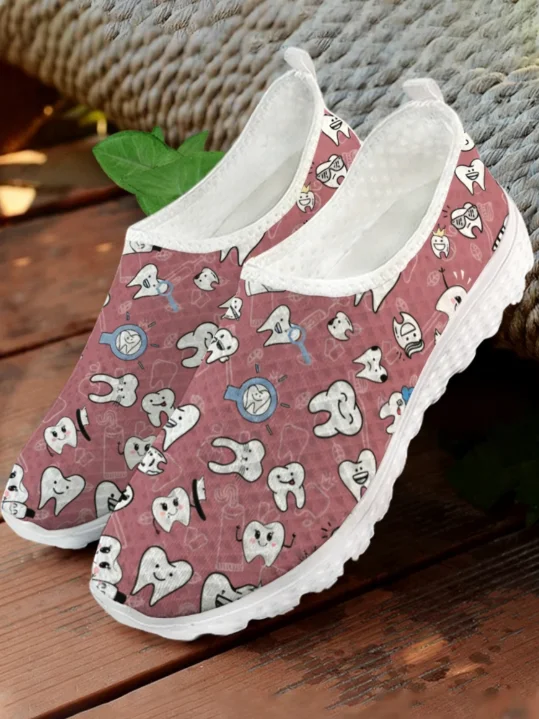 รองเท้าผ้าใบตาข่ายพิมพ์ลายการ์ - Women Shoes Tennis บทวิจารณ์และราคา