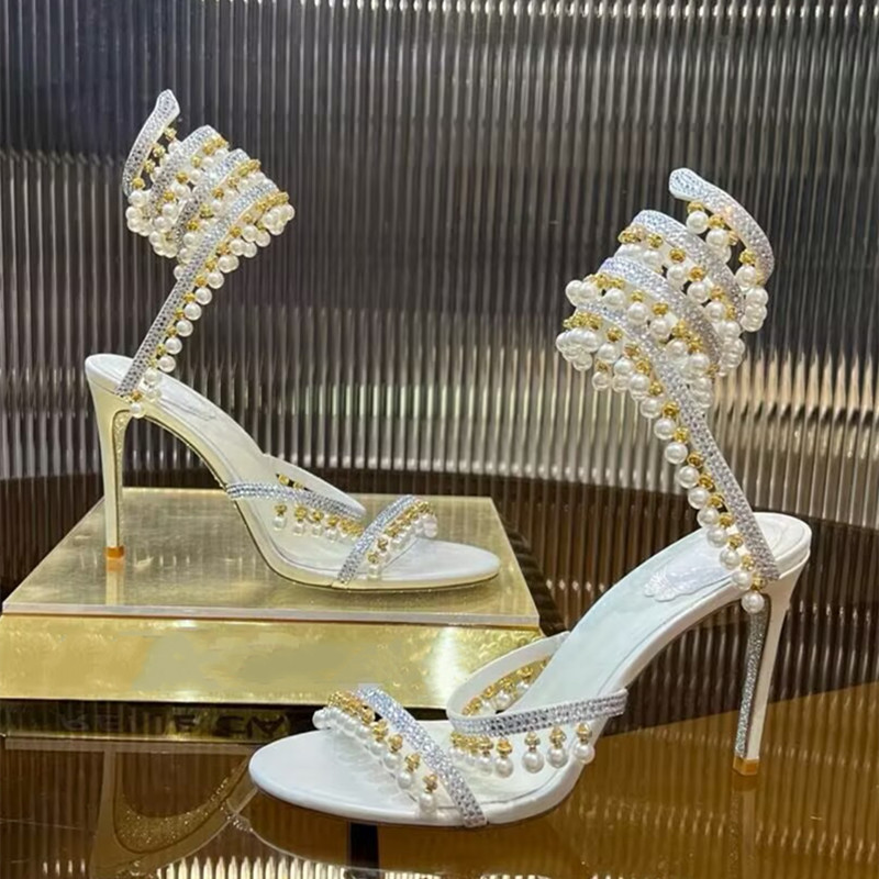 รองเท้าส้นสูงประดับมุกและคริสต - Gladiator Sandal Women บทวิจารณ์และราคา