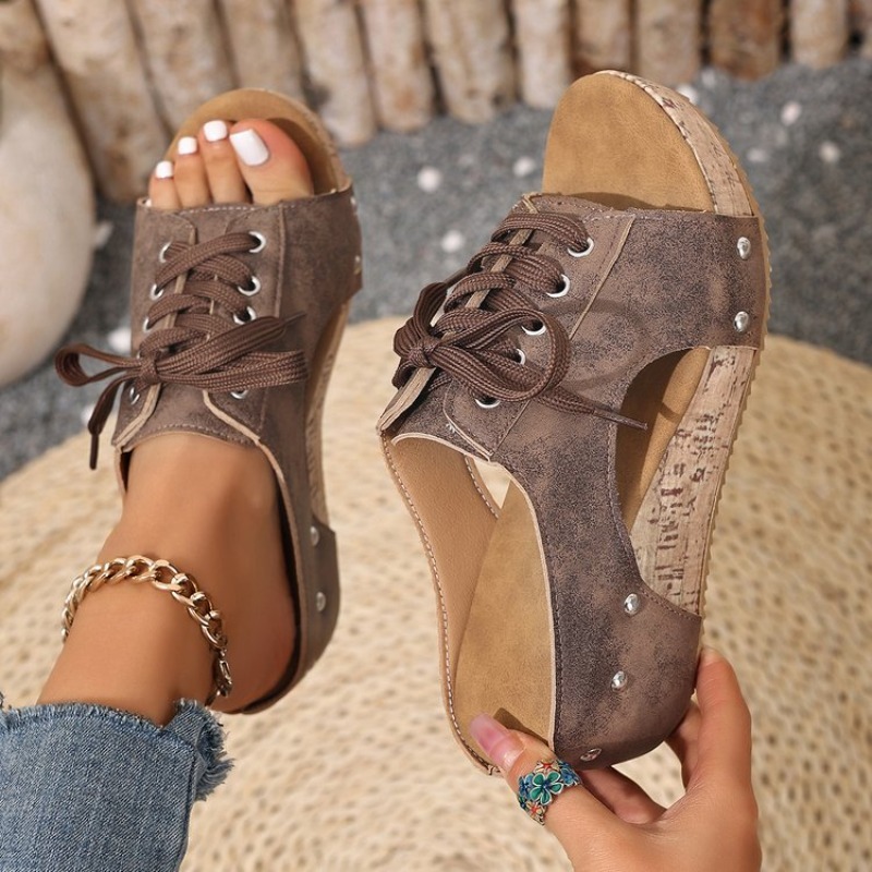 รองเท้าแตะสตรีแบบสวม ส้นเตารีด - Cork Wedge Sandal บทวิจารณ์และราคา