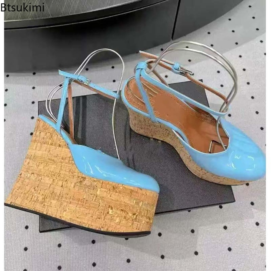 รองเท้าส้นสูงแบบสวมเปิดส้น สาย - Cork Wedge Sandal บทวิจารณ์และราคา