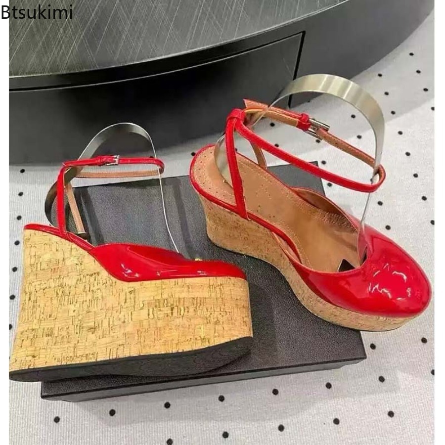 รองเท้าส้นสูงแบบสวมเปิดส้น สาย - Cork Wedge Sandal บทวิจารณ์และราคา