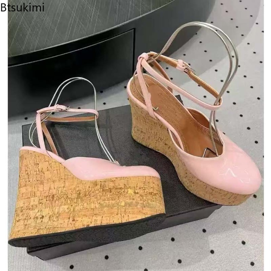 รองเท้าส้นสูงแบบสวมเปิดส้น สาย - Cork Wedge Sandal บทวิจารณ์และราคา