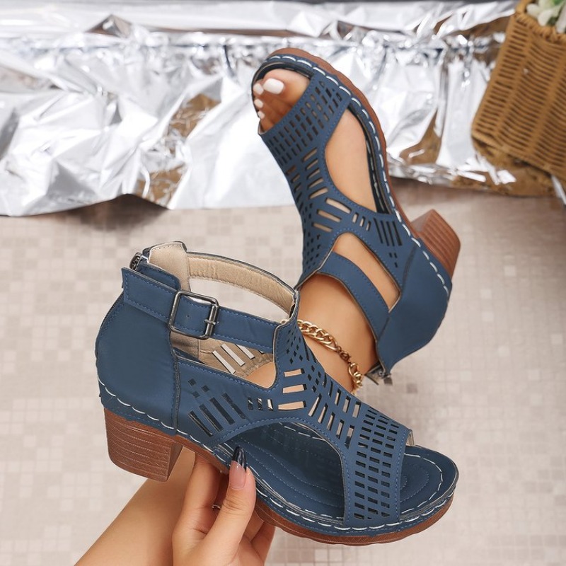 รองเท้าแตะสตรีสไตล์โรมัน ระบาย - Cork Wedge Sandal บทวิจารณ์และราคา