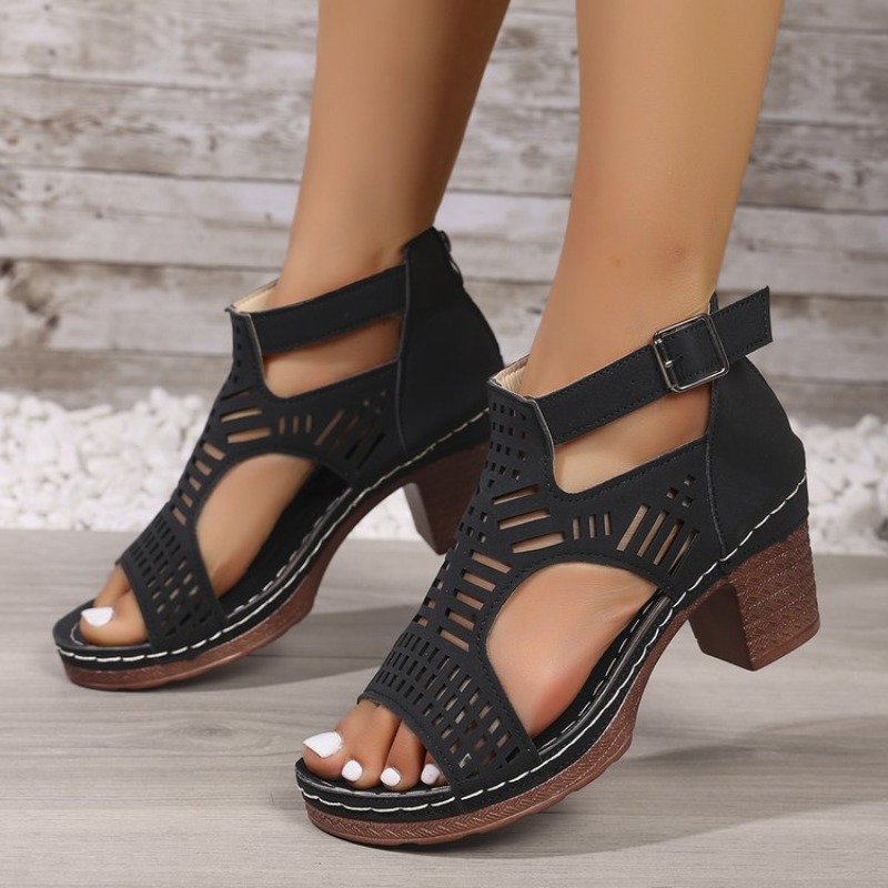 รองเท้าแตะสตรีสไตล์โรมัน ระบาย - Cork Wedge Sandal บทวิจารณ์และราคา