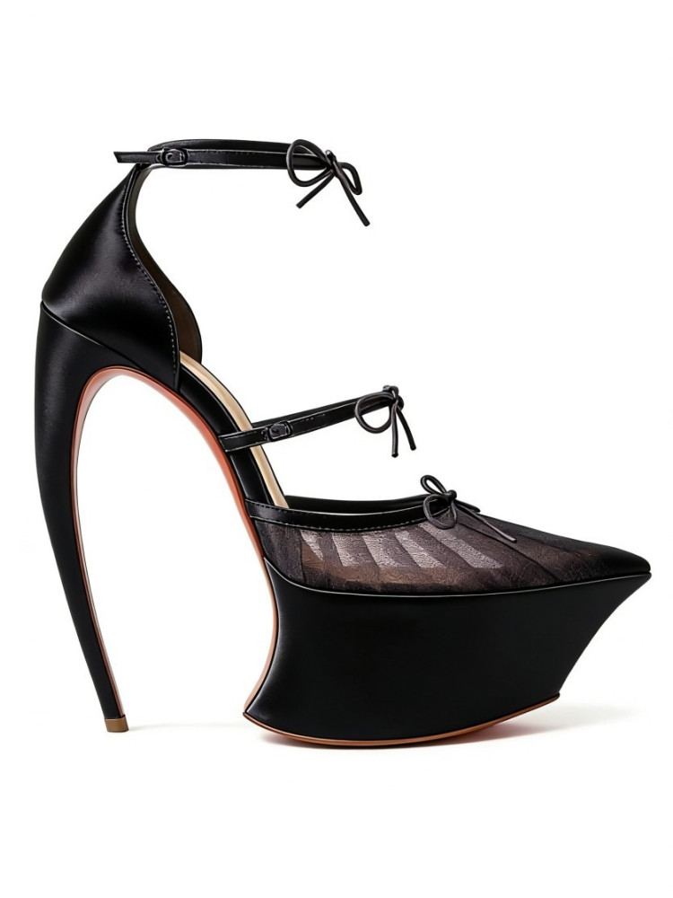 รองเท้าส้นสูงทรงหัวแหลมแบบส้นต - Platform Mule Heel บทวิจารณ์และราคา