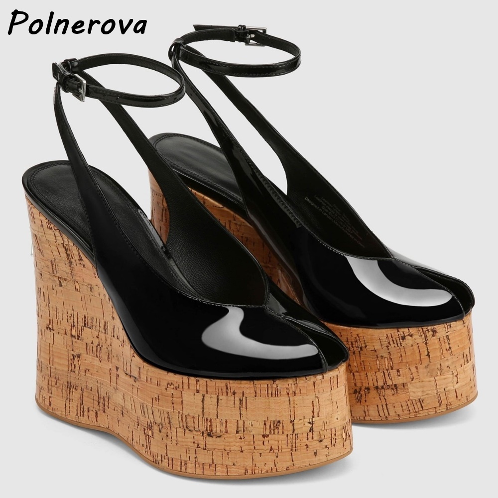 รองเท้าส้นเตารีดหนังแก้วแบบเปิ - Cork Wedge Sandal บทวิจารณ์และราคา