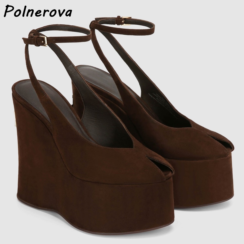 รองเท้าส้นเตารีดหนังแก้วแบบเปิ - Cork Wedge Sandal บทวิจารณ์และราคา